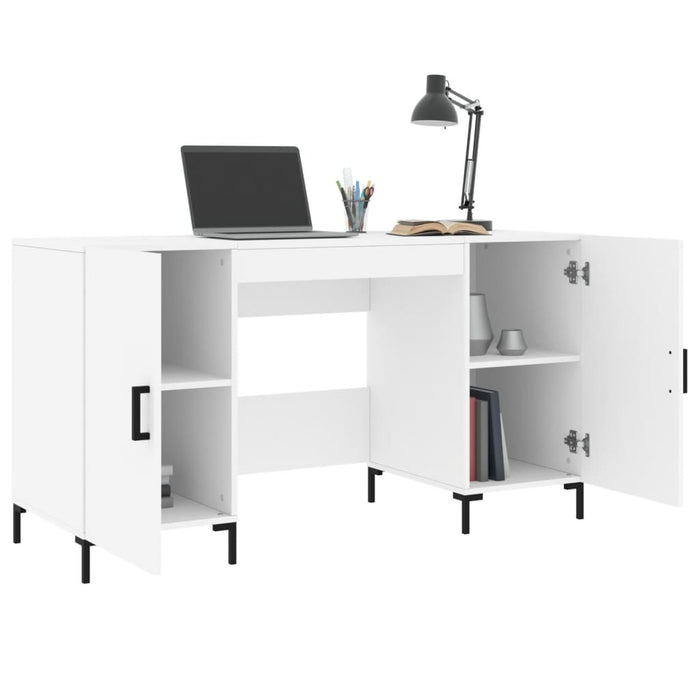 Desk White Engineered Wood 140 cm