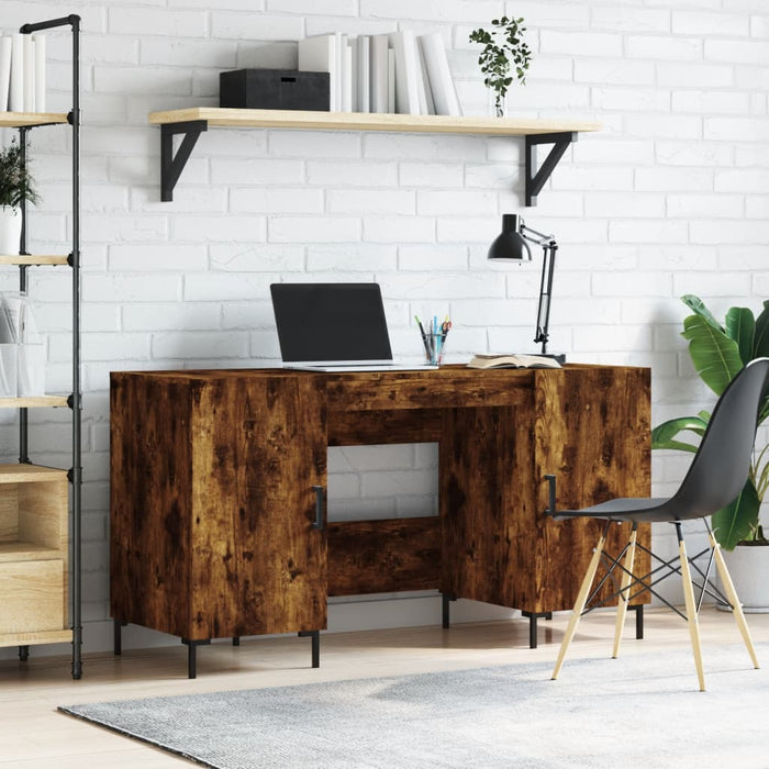 Desk Smoked Oak Engineered Wood 140 cm