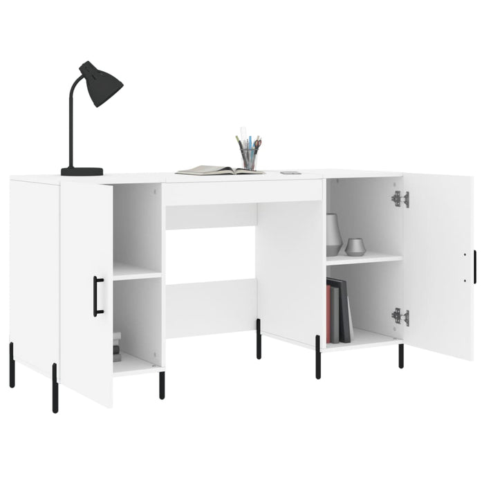 Desk White Engineered Wood 140 cm