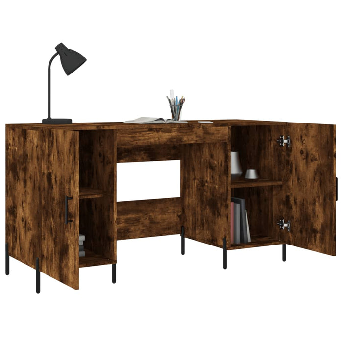 Desk Smoked Oak Engineered Wood 140 cm