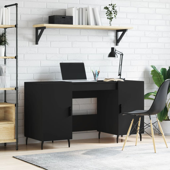 Desk Black Engineered Wood 140 cm