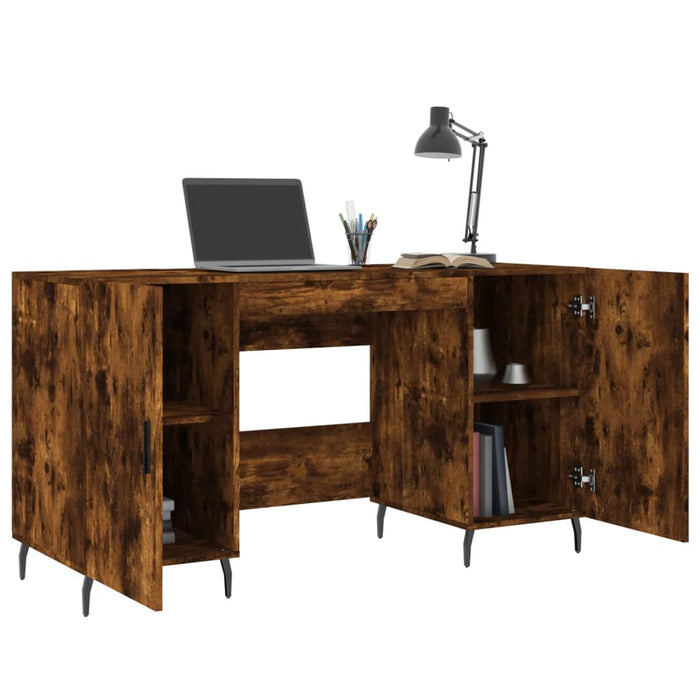 Desk Smoked Oak Engineered Wood 140 cm