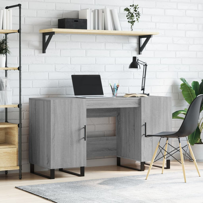 Desk Grey Sonoma Engineered Wood 140 cm