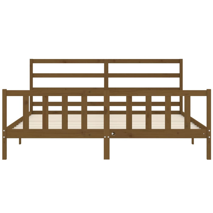 Bed Frame with Headboard Honey Brown Solid Wood 180 cm