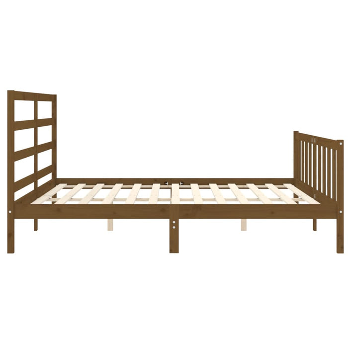 Bed Frame with Headboard Honey Brown Solid Wood 180 cm