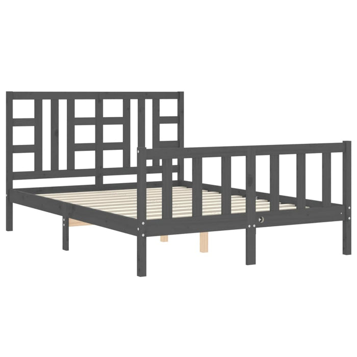 Bed Frame with Headboard Grey 4FT6