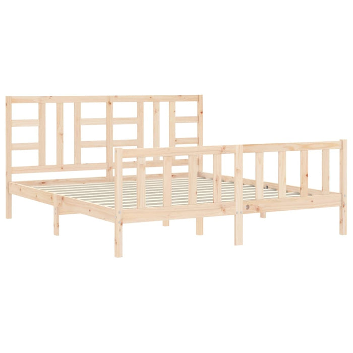 Bed Frame with Headboard Solid Wood 180 cm