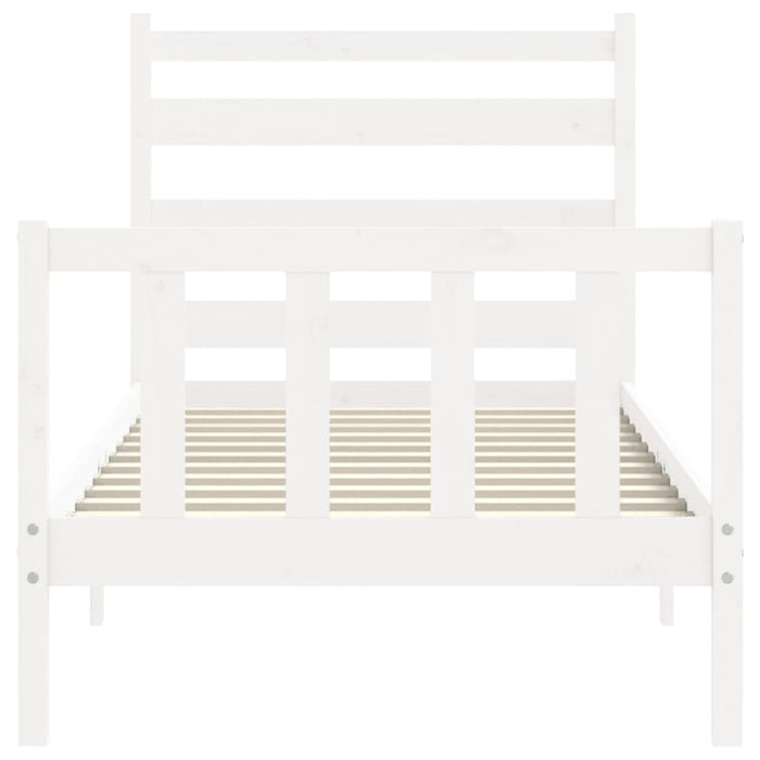 Bed Frame with Headboard White 3FT Single Solid Wood
