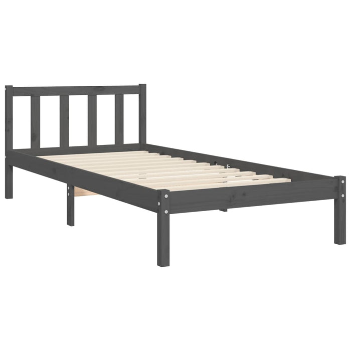 Bed Frame with Headboard Grey 3FT Single Solid Wood