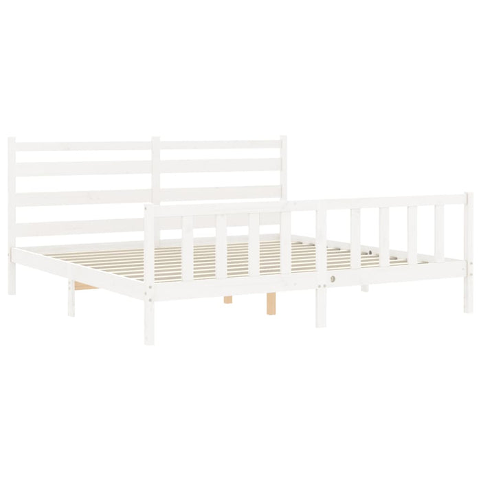 Bed Frame with Headboard White Solid Wood 200 cm
