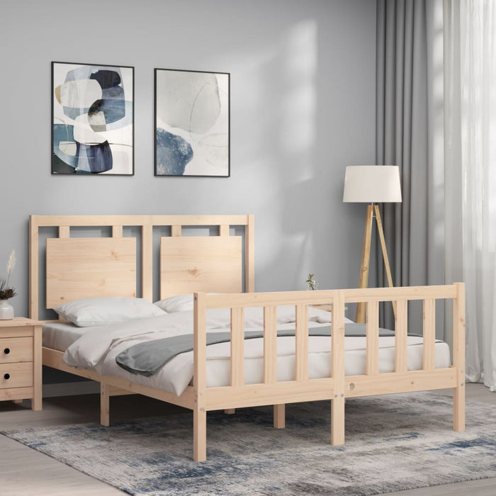 Bed Frame with Headboard Solid Wood 140 cm