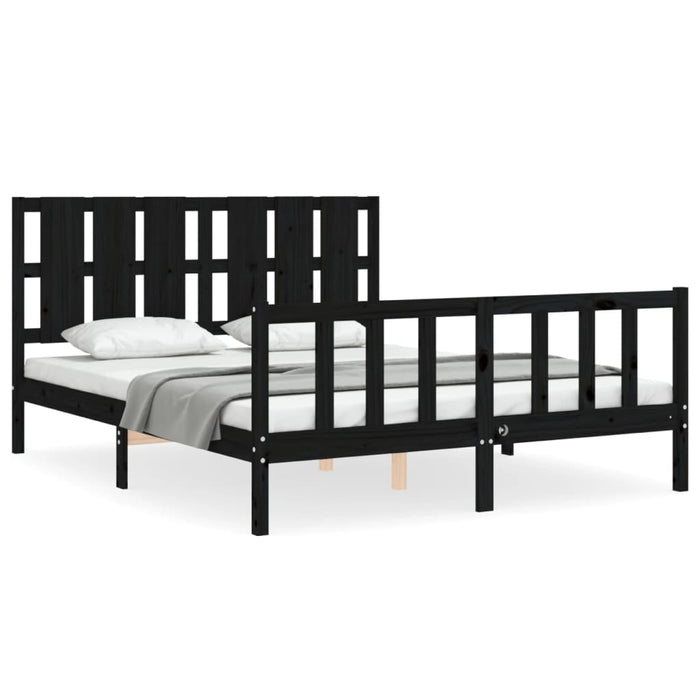 Bed Frame with Headboard Black 5FT