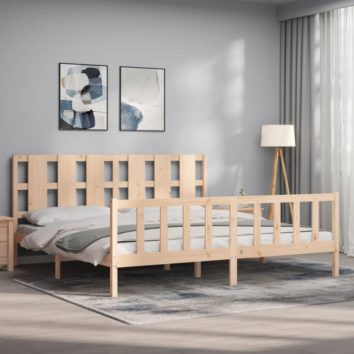 Bed Frame with Headboard Solid Wood 180 cm