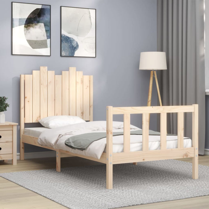 Bed Frame with Headboard Solid Wood 90 cm