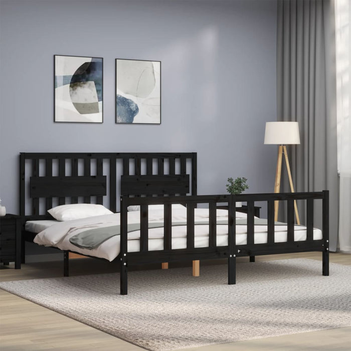 Bed Frame with Headboard Black 6FT