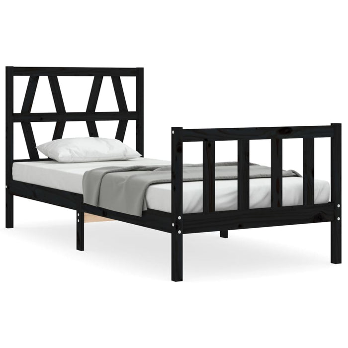Bed Frame with Headboard Black 2FT6