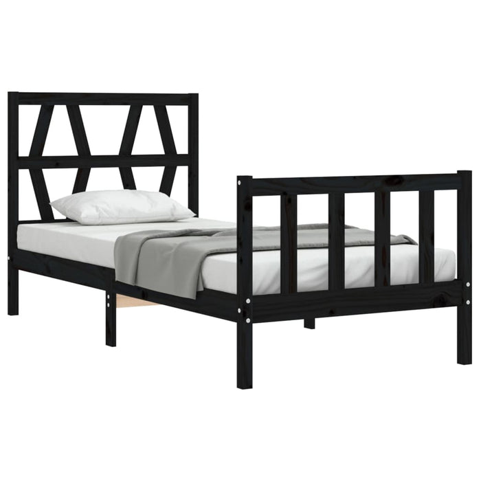 Bed Frame with Headboard Black 3FT