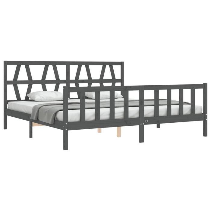 Bed Frame with Headboard Grey 6FT