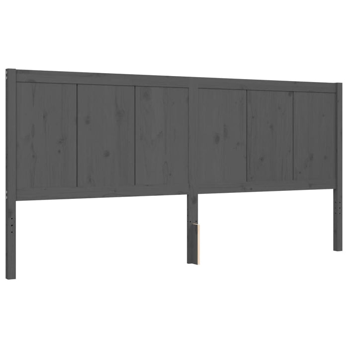 Bed Frame with Headboard Grey Solid Wood 200 cm
