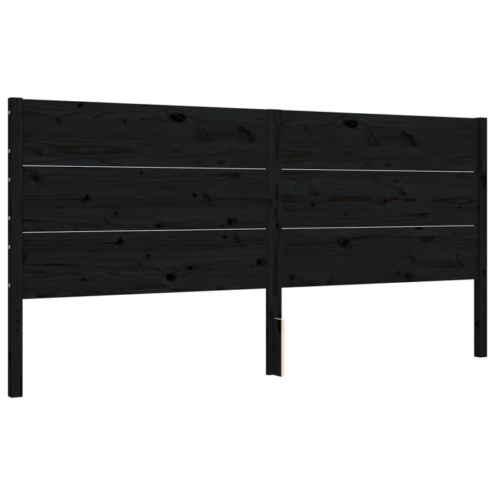 Bed Frame with Headboard Black Solid Wood 200 cm