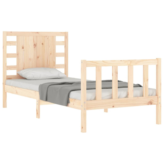 Bed Frame with Headboard Solid Wood 90 cm