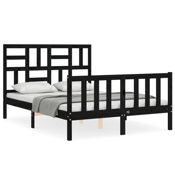 Bed Frame with Headboard Black 4FT