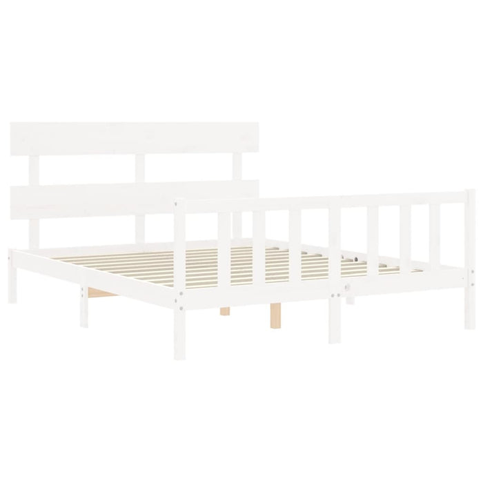 Bed Frame with Headboard White 5FT