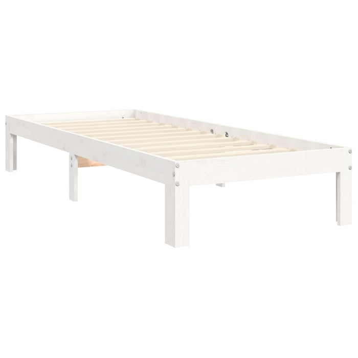 Bed Frame with Headboard White Solid Wood 100 cm
