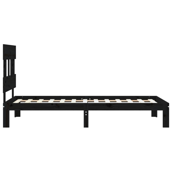 Bed Frame with Headboard Black Solid Wood 100 cm