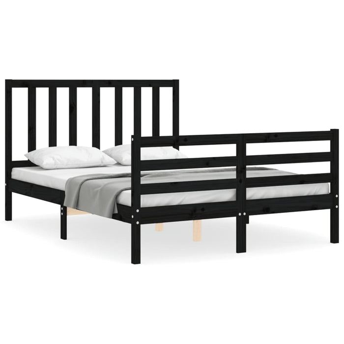 Bed Frame with Headboard Black 4FT6