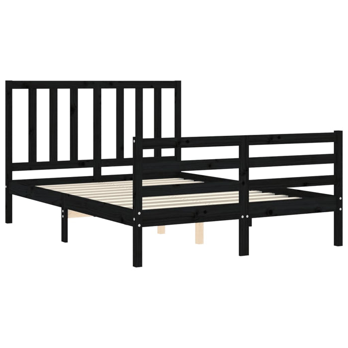 Bed Frame with Headboard Black Solid Wood 120 cm