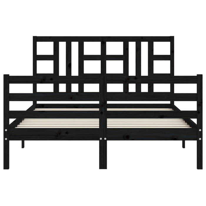 Bed Frame with Headboard Black Solid Wood 160 cm