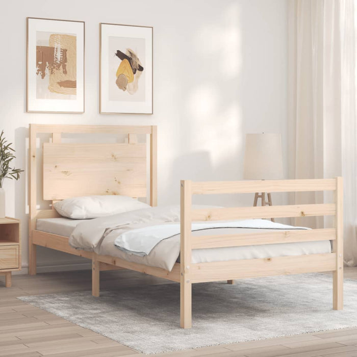 Bed Frame with Headboard Solid Wood 100 cm