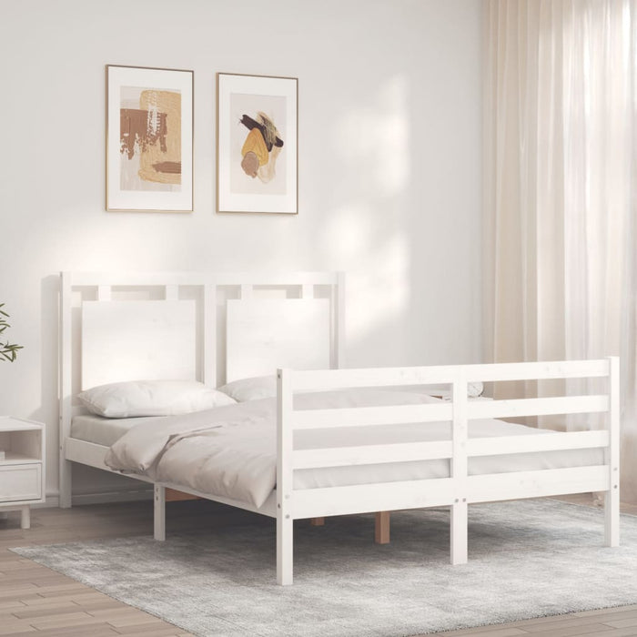 Bed Frame with Headboard White 140x200 cm Solid Wood