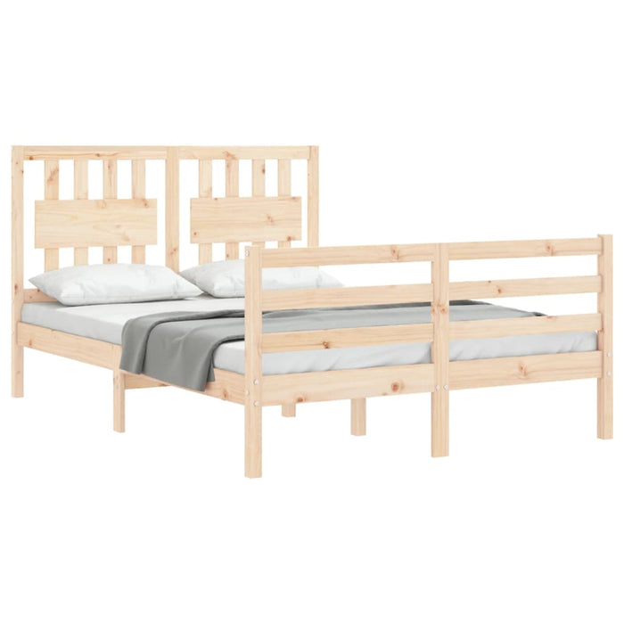 Bed Frame with Headboard Double Solid Wood