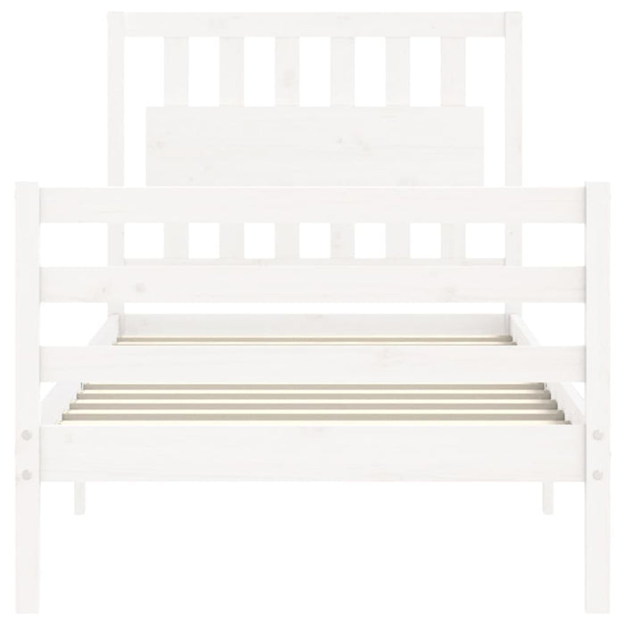Bed Frame with Headboard White Solid Wood 90 cm