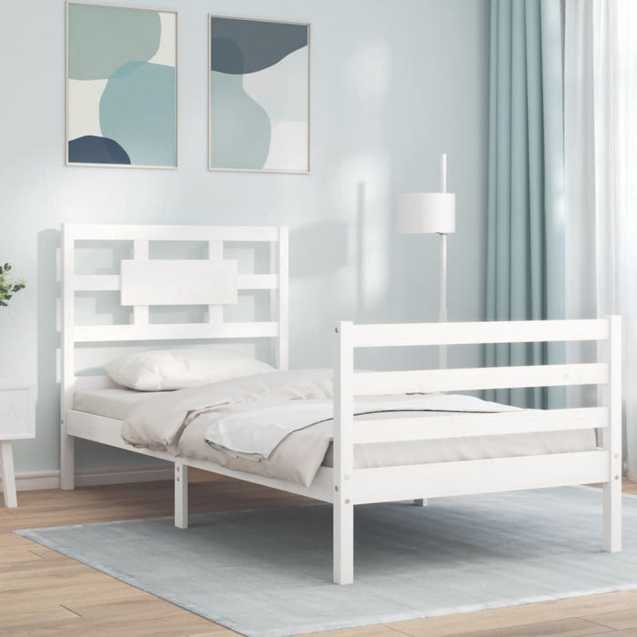Bed Frame with Headboard White 3FT