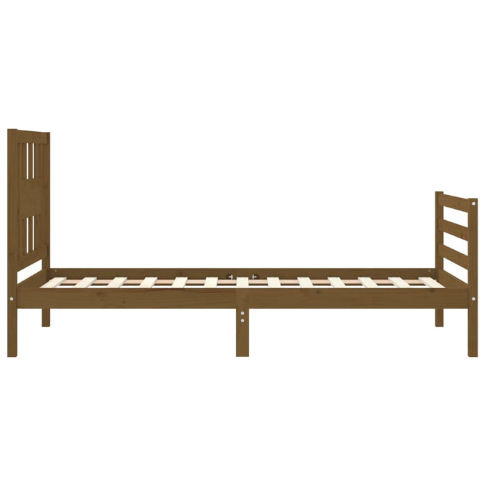 Bed Frame with Headboard Honey Brown Solid Wood 90 cm