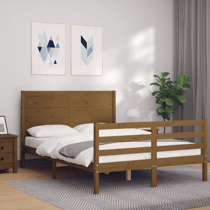 Bed Frame with Headboard Honey Brown