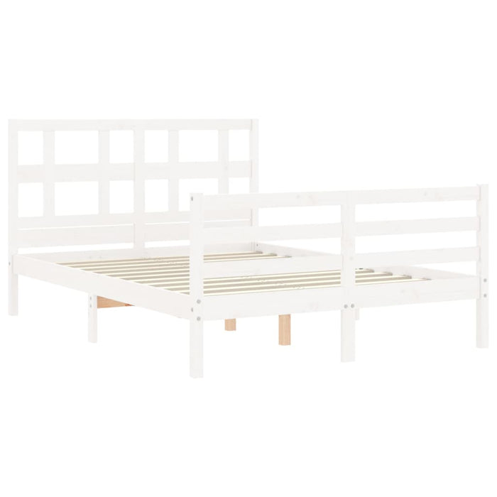 Bed Frame with Headboard White Solid Wood 120 cm