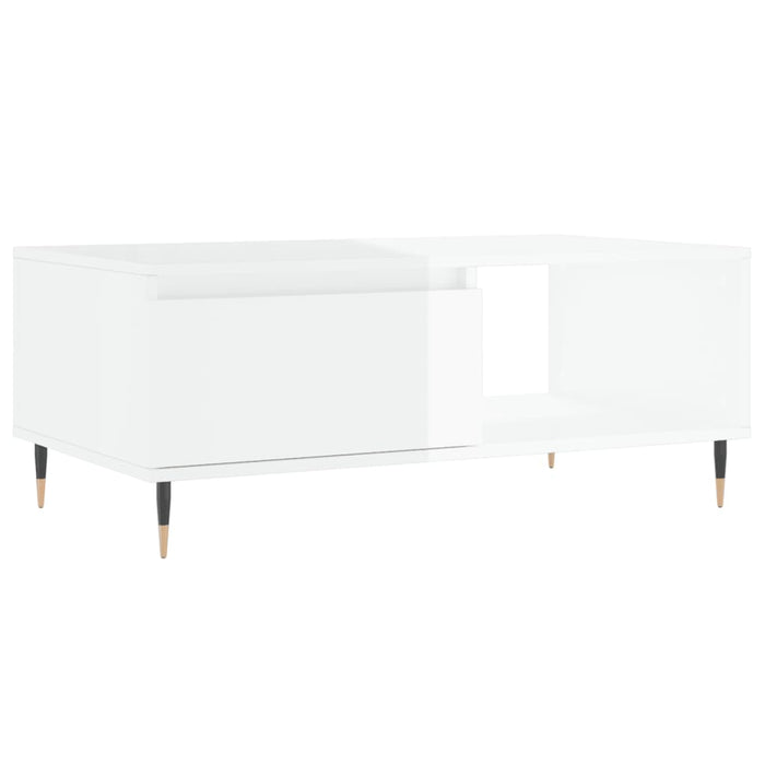 Coffee Table High Gloss White 90x50x36.5 cm Engineered Wood