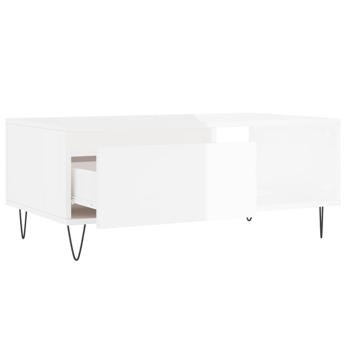 Coffee Table High Gloss White 90x50x36.5 cm Engineered Wood