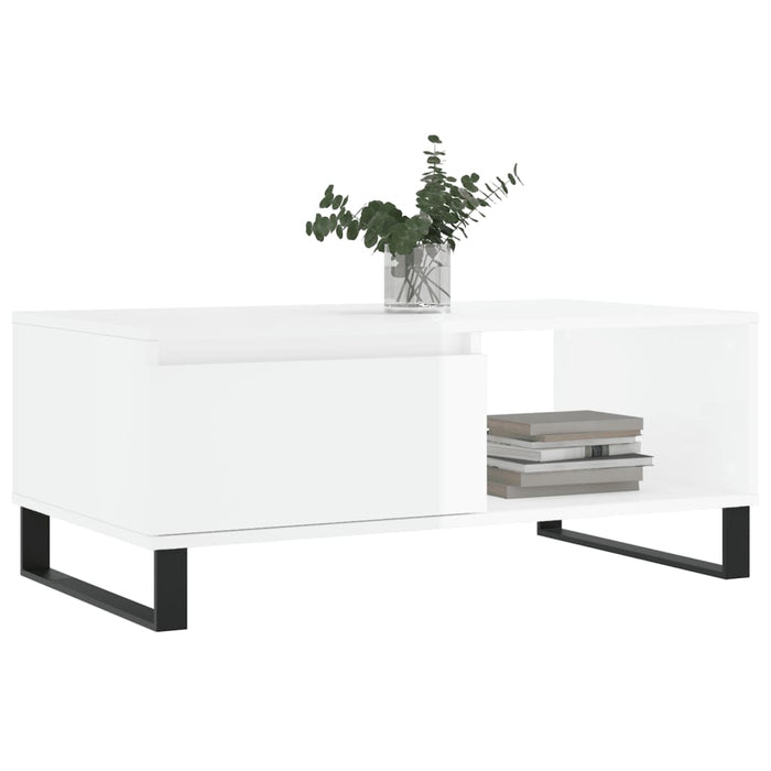 Coffee Table High Gloss White 90x50x36.5 cm Engineered Wood