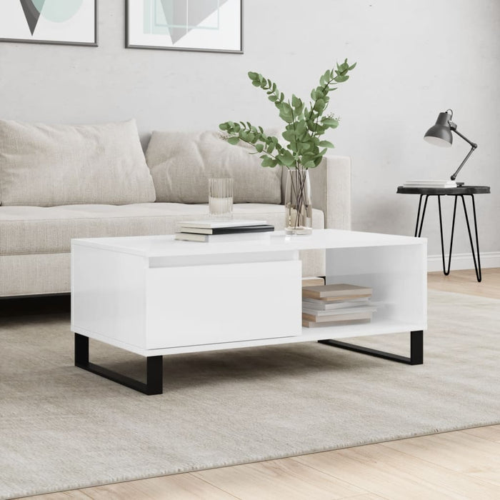 Coffee Table High Gloss White 90x50x36.5 cm Engineered Wood