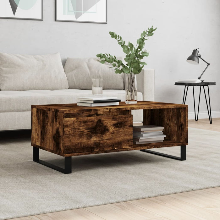 Coffee Table Smoked Oak 90x50x36.5 cm Engineered Wood