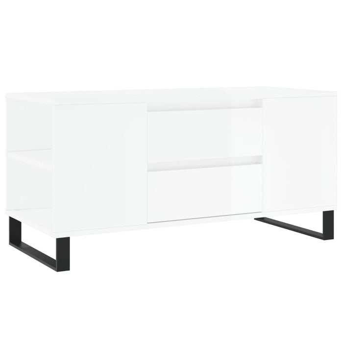 Coffee Table High Gloss White 102x44.5x50 cm Engineered Wood