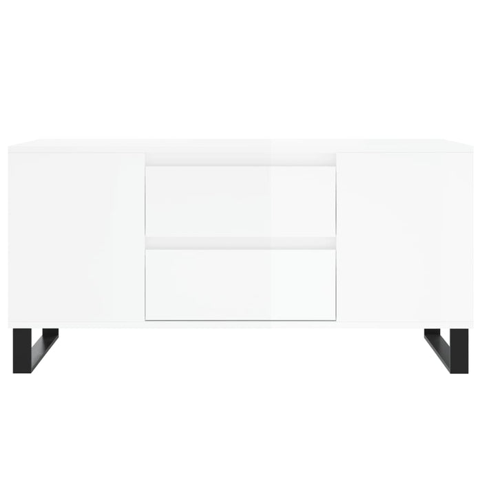Coffee Table High Gloss White 102x44.5x50 cm Engineered Wood