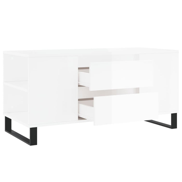 Coffee Table High Gloss White 102x44.5x50 cm Engineered Wood