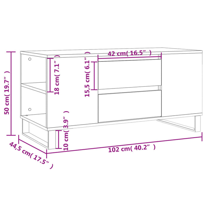 Coffee Table Sonoma Oak 102x44.5x50 cm Engineered Wood