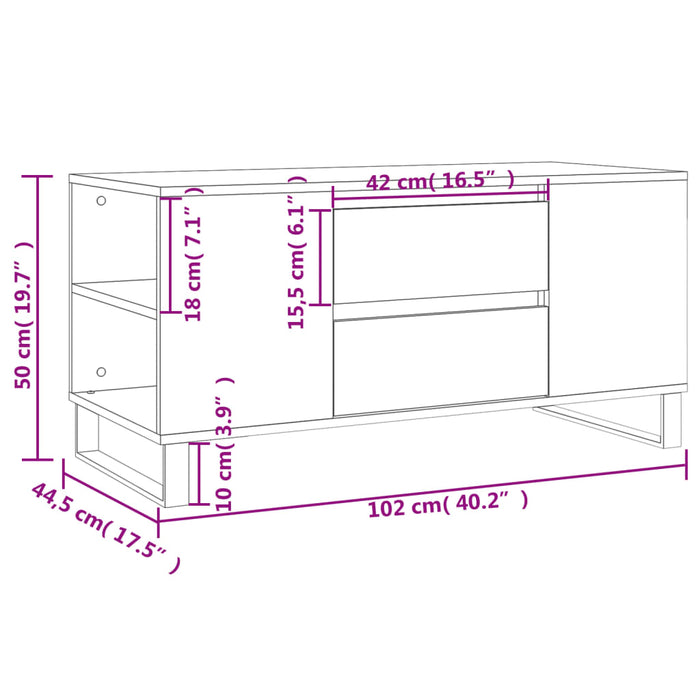 Coffee Table Brown Oak 102x44.5x50 cm Engineered Wood